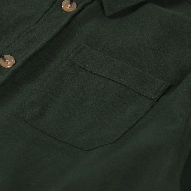 Foret Map Flannel Shirt Dark Moss-6