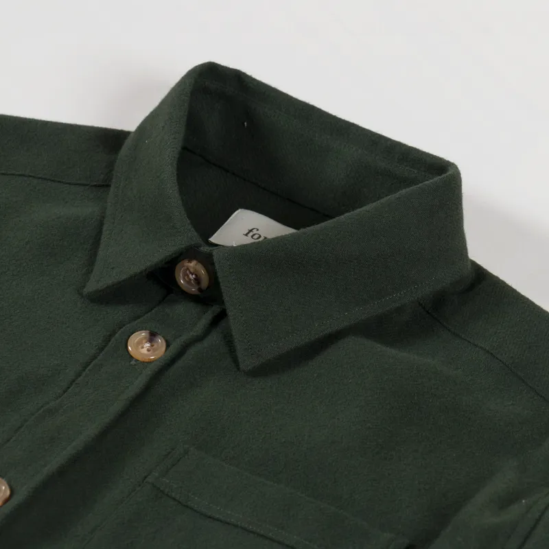 Foret Map Flannel Shirt Dark Moss-4