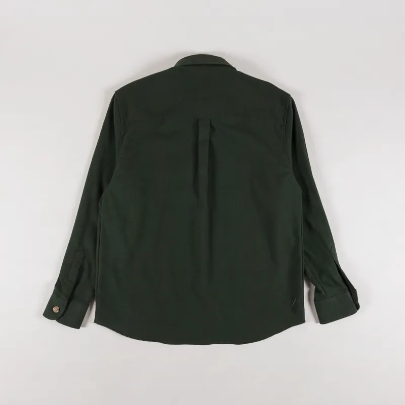 Foret Map Flannel Shirt Dark Moss-1
