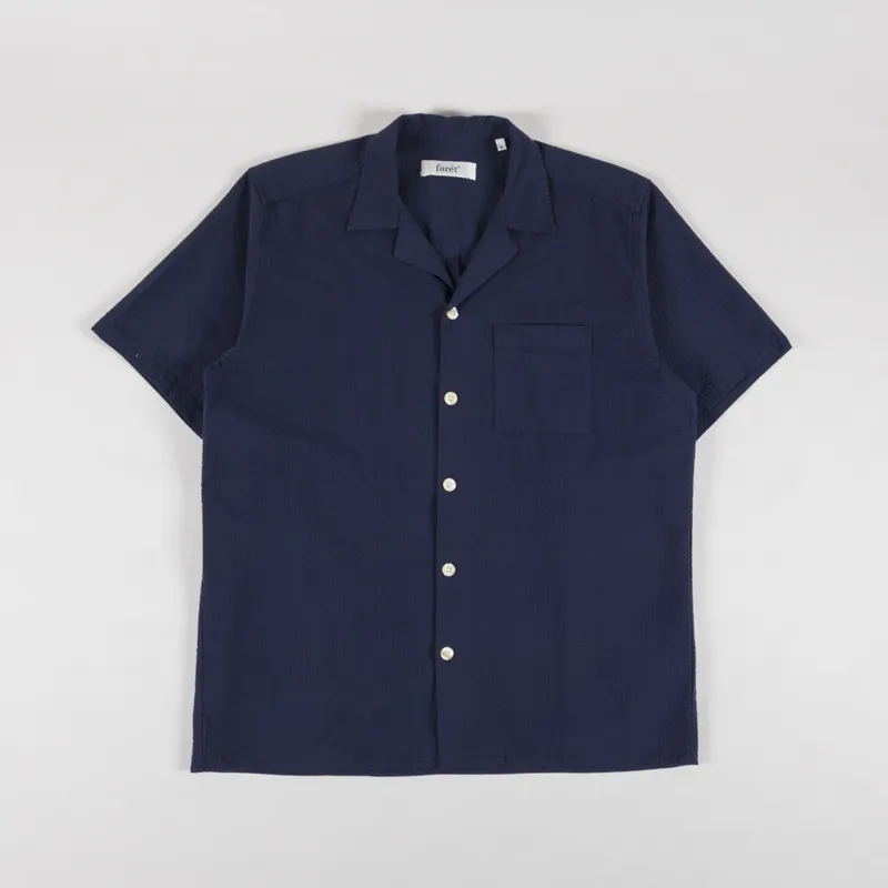 Foret Hush Seersucker Shirt Navy