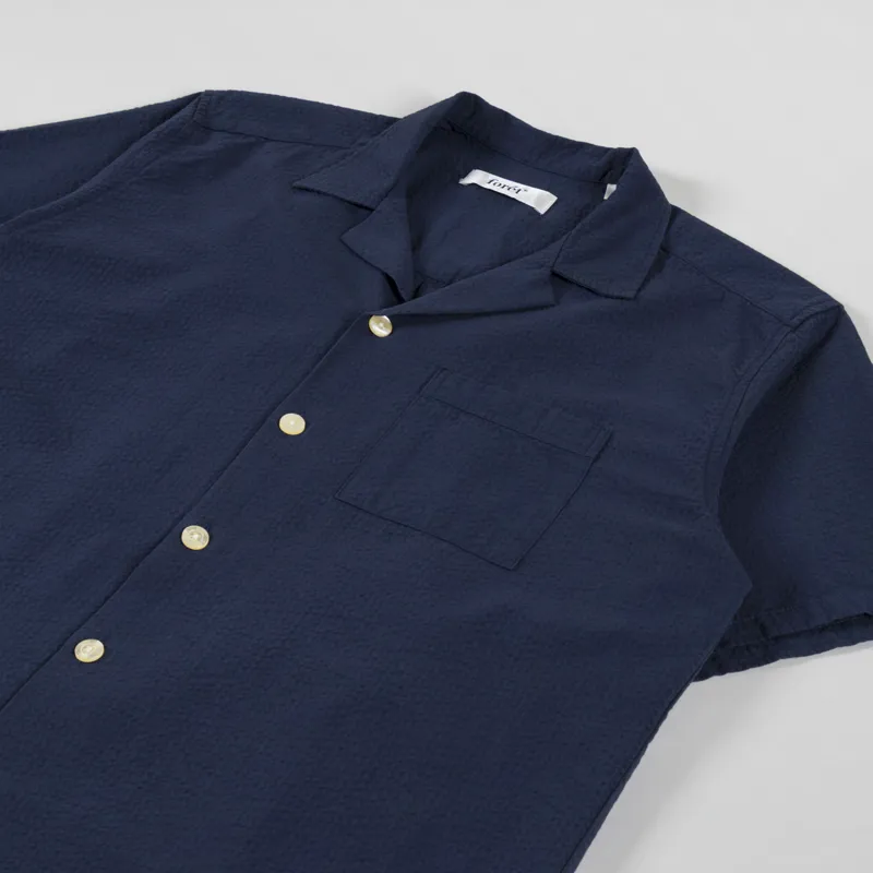Foret Hush Seersucker Shirt Navy-2