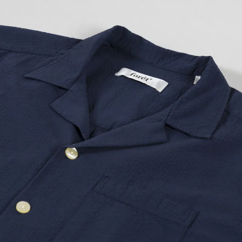 Foret Hush Seersucker Shirt Navy-4