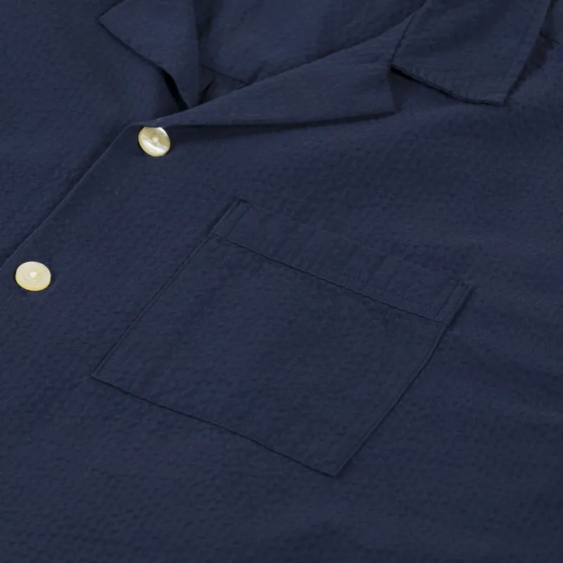 Foret Hush Seersucker Shirt Navy-6