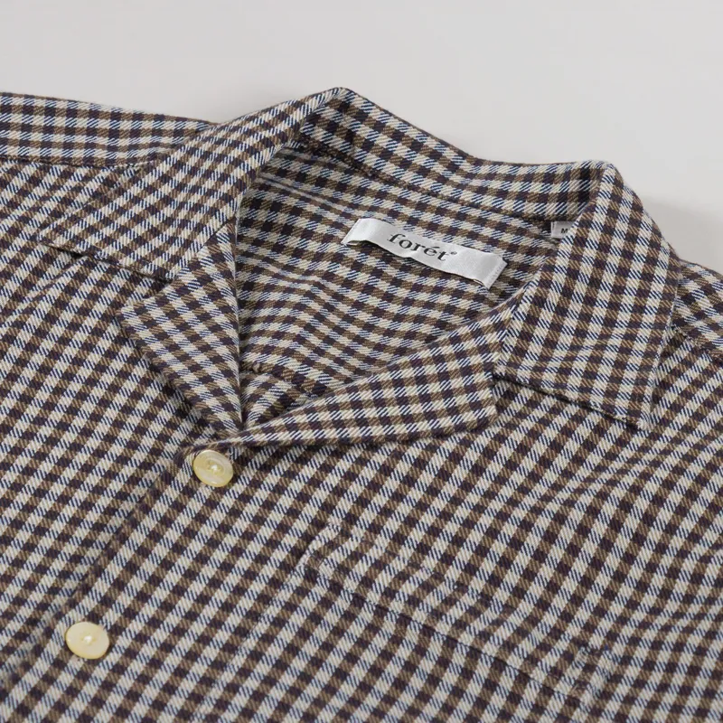 Foret Hush Twill Shirt Brown Check-2
