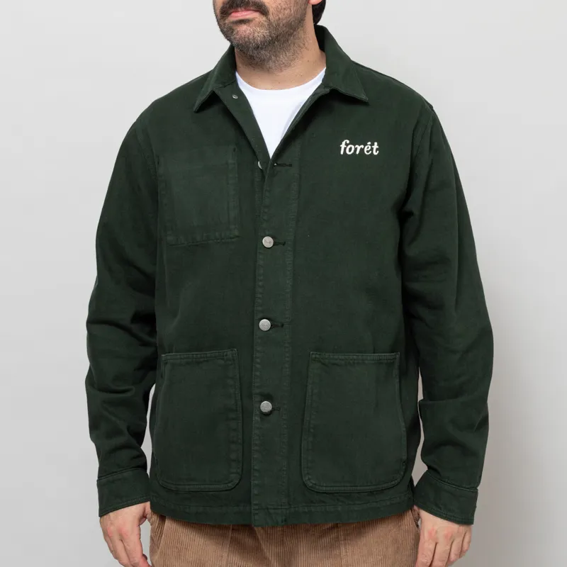 Foret Wood Twill Overshirt Dark Green-1