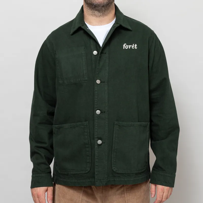 Foret Wood Twill Overshirt Dark Green
