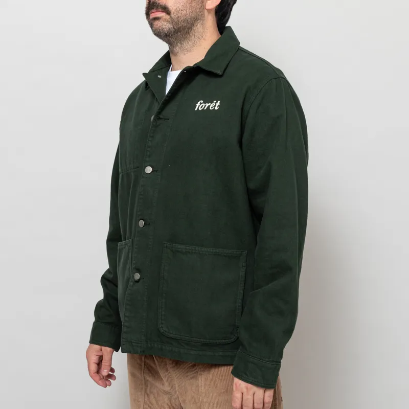 Foret Wood Twill Overshirt Dark Green-2
