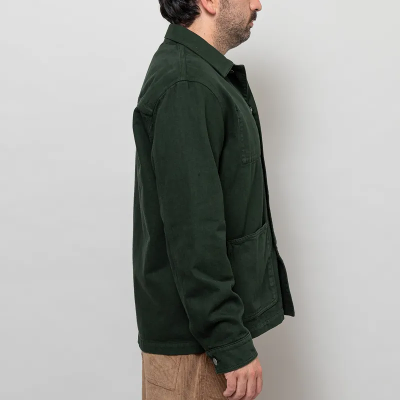 Foret Wood Twill Overshirt Dark Green-5
