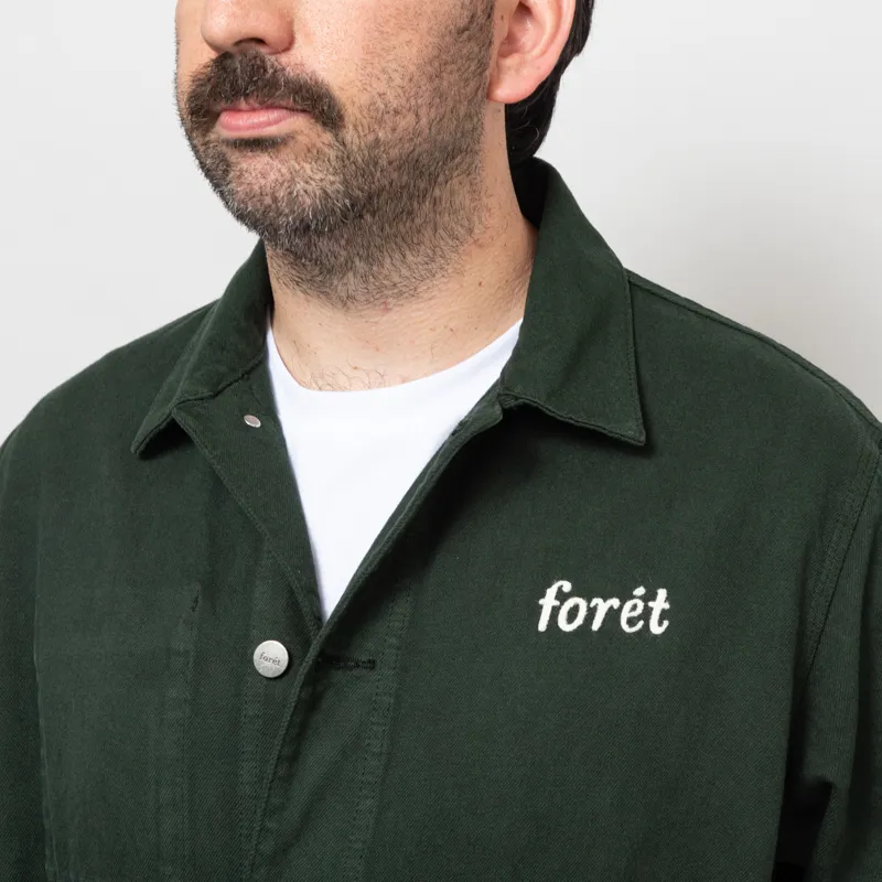 Foret Wood Twill Overshirt Dark Green-13
