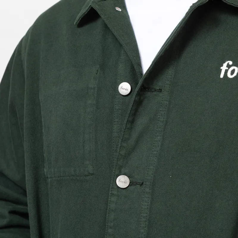 Foret Wood Twill Overshirt Dark Green-10