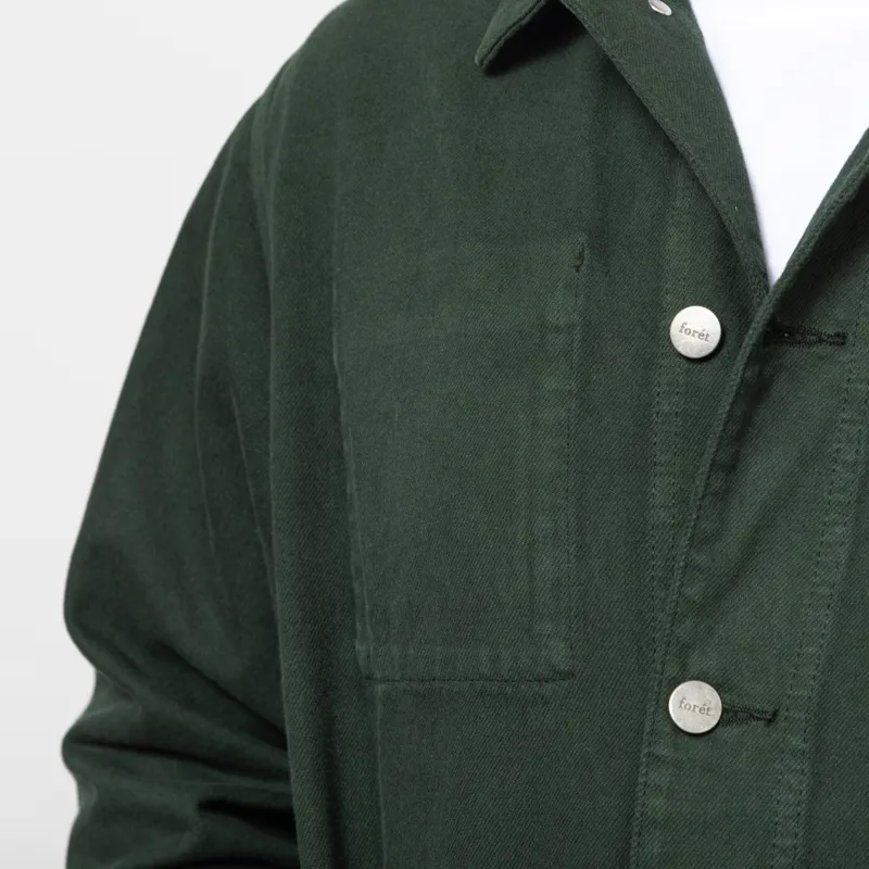Foret Wood Twill Overshirt Dark Green-11