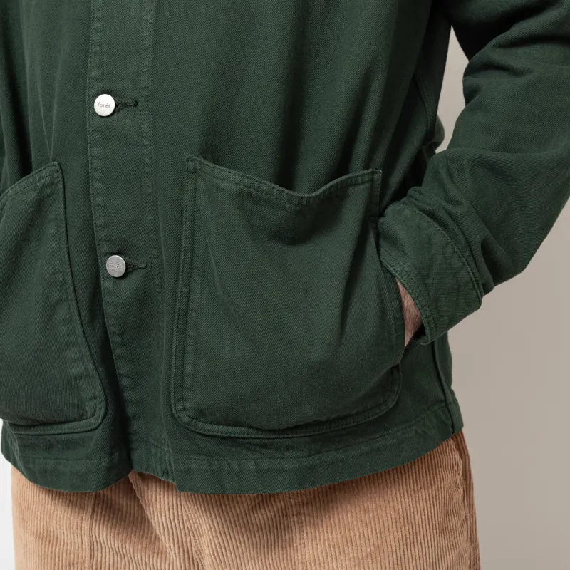 Foret Wood Twill Overshirt Dark Green-9