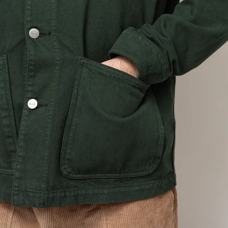 Foret Wood Twill Overshirt Dark Green-7
