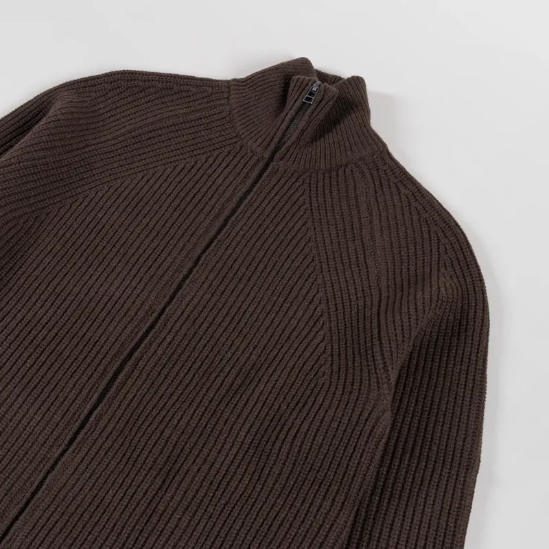 Foret Delta Wool Zip Knit Dark Brown-2