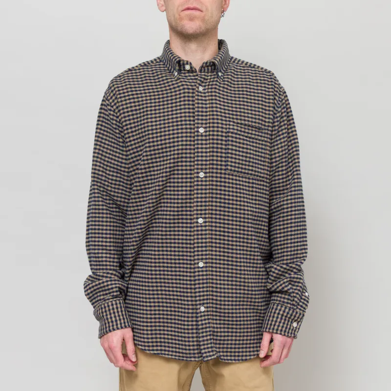 Foret Creek Flannel Shirt Burnt Khaki Navy
