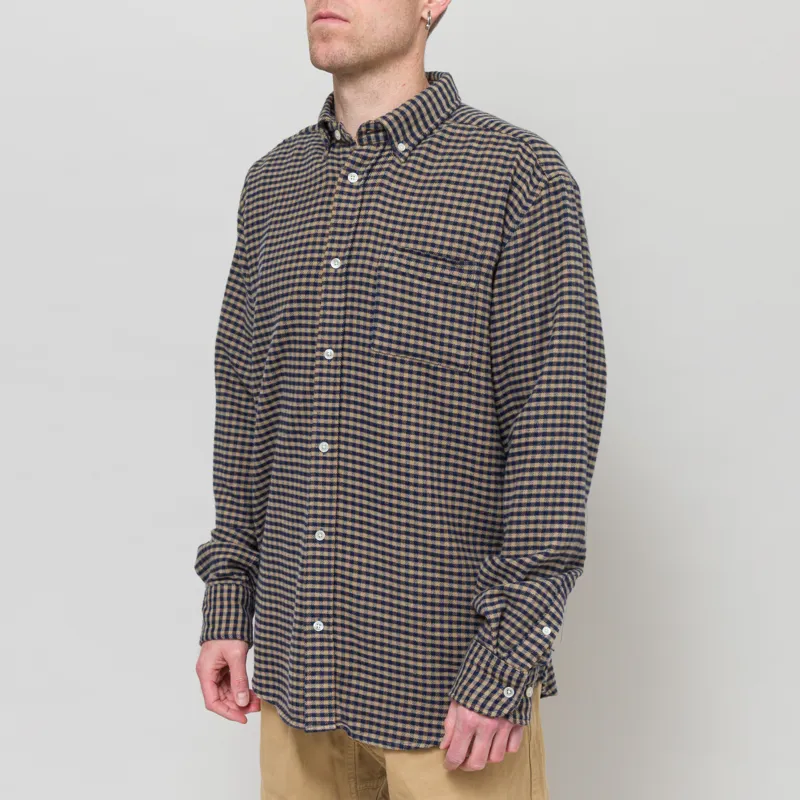Foret Creek Flannel Shirt Burnt Khaki Navy-1