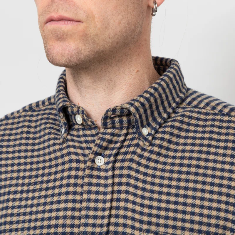 Foret Creek Flannel Shirt Burnt Khaki Navy-5