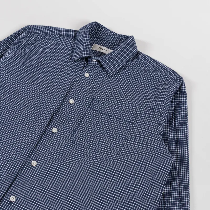 Foret Pluto Checked Shirt Navy-2