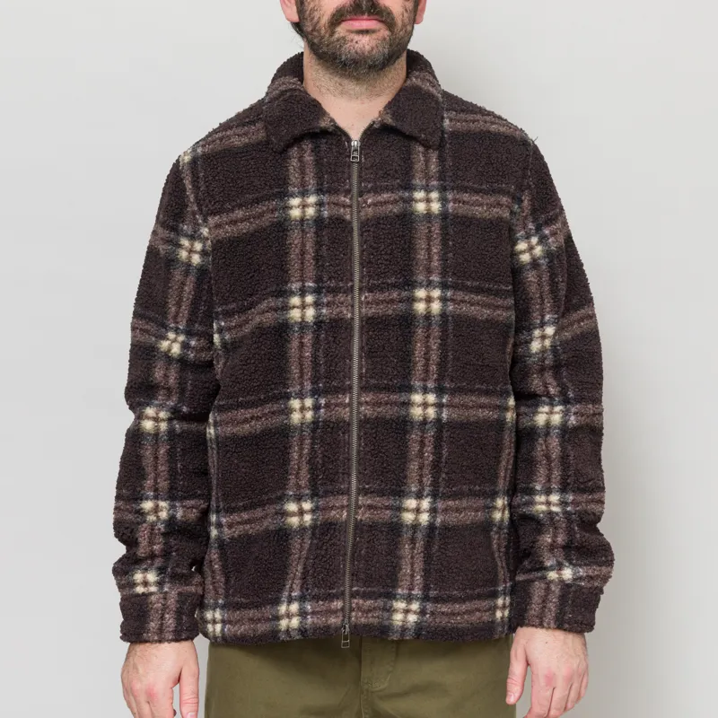 Foret Cabin Zip Fleece Brown Check
