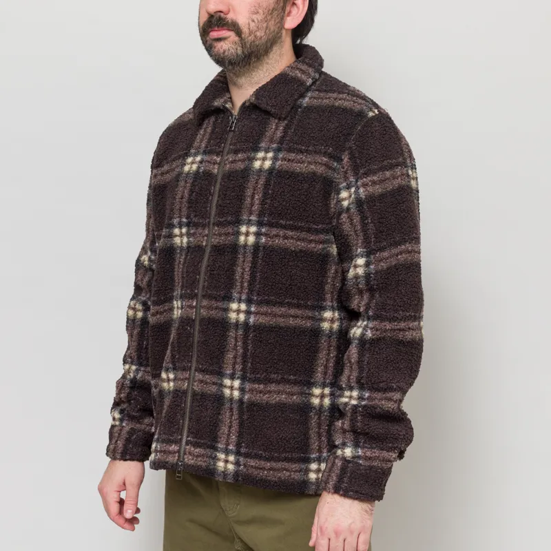 Foret Cabin Zip Fleece Brown Check-1