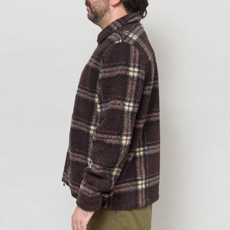 Foret Cabin Zip Fleece Brown Check-2