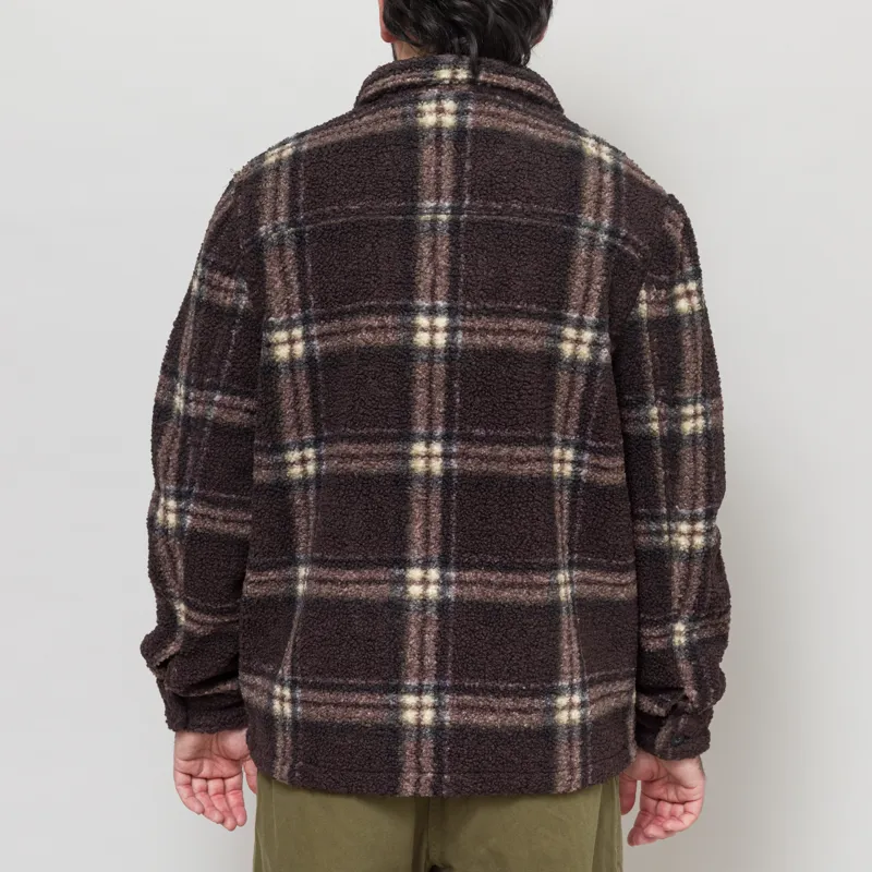 Foret Cabin Zip Fleece Brown Check-3