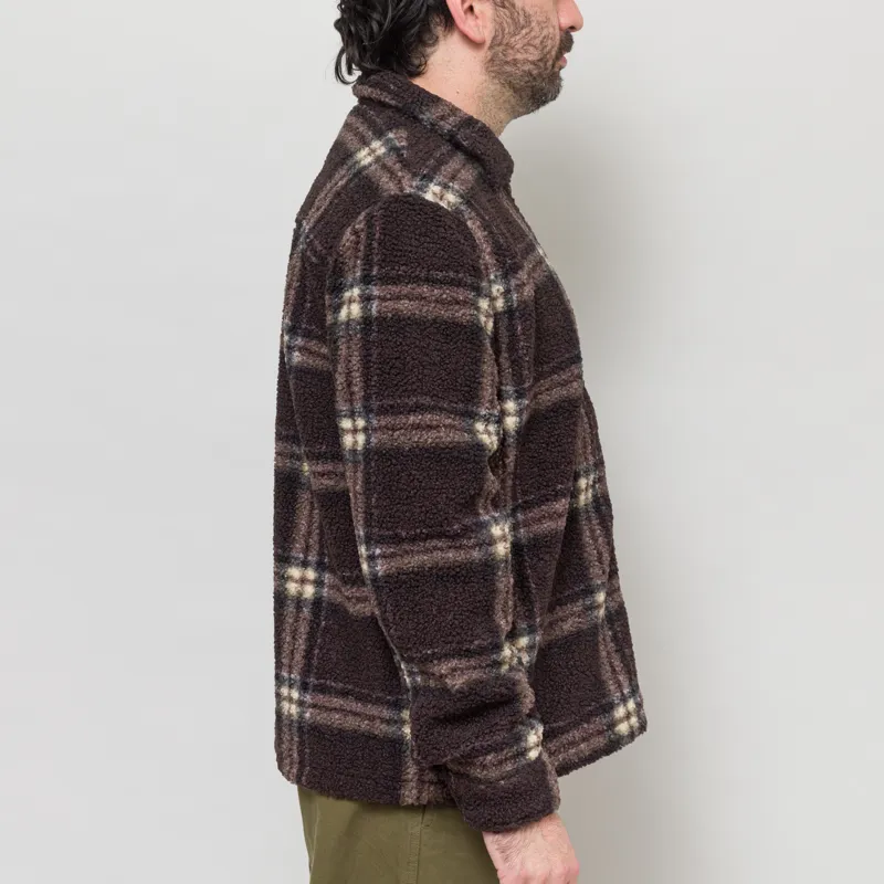 Foret Cabin Zip Fleece Brown Check-4