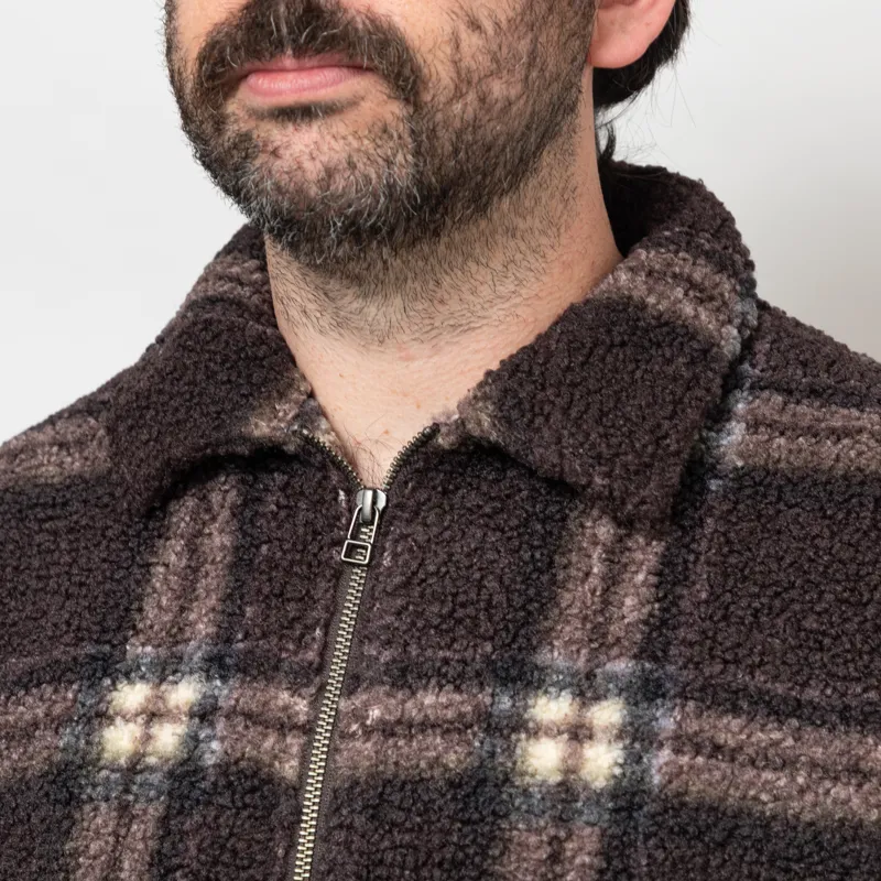 Foret Cabin Zip Fleece Brown Check-5