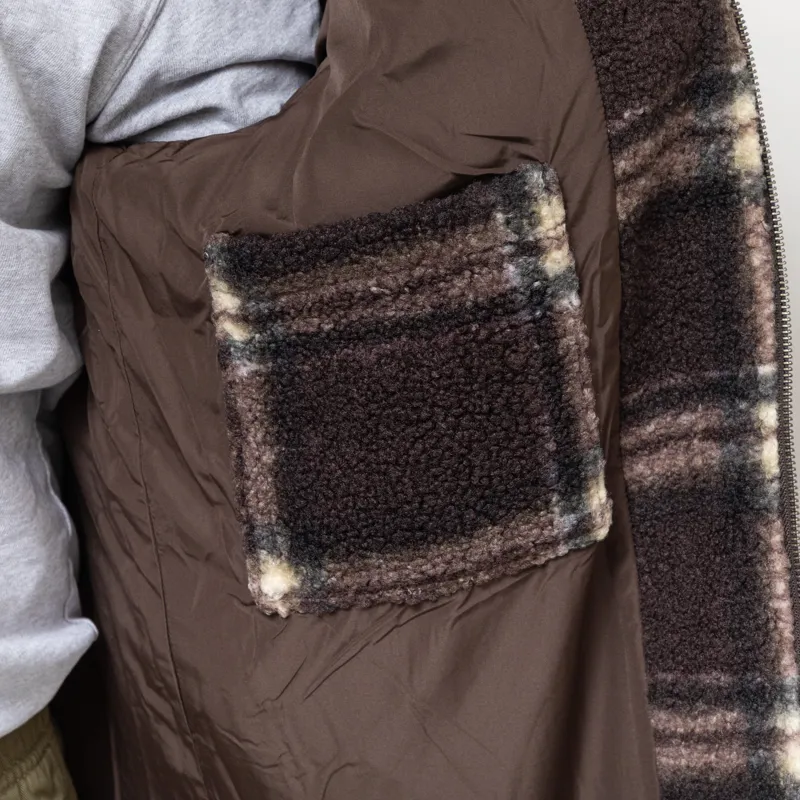 Foret Cabin Zip Fleece Brown Check-6