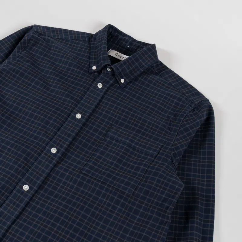 Foret Creek Heavy Flannel Check Shirt Navy-2