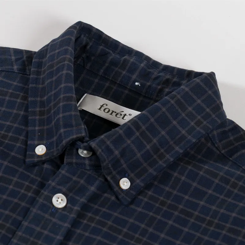 Foret Creek Heavy Flannel Check Shirt Navy-4