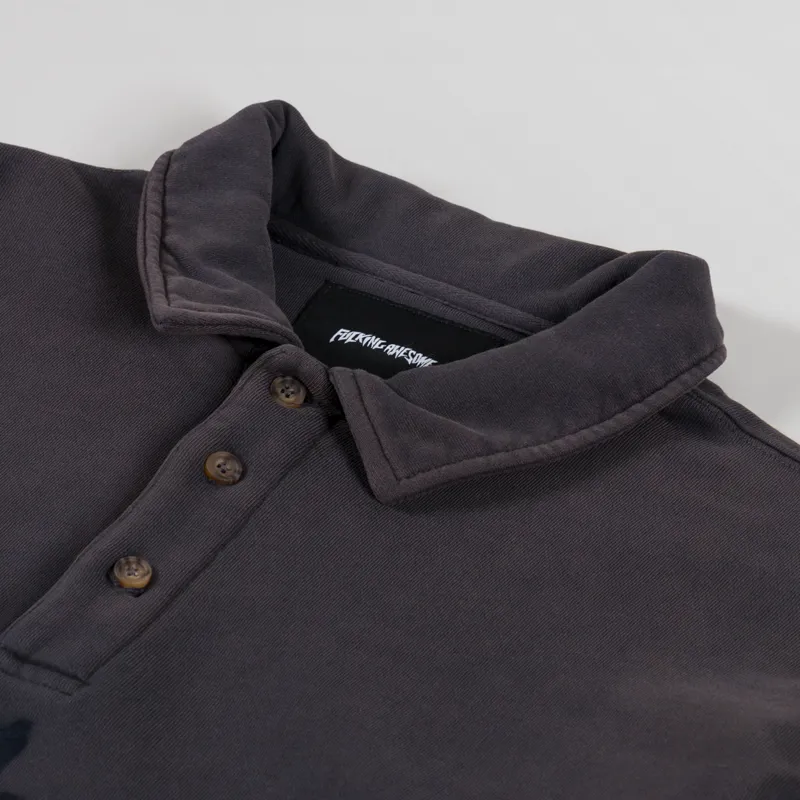 Fucking Awesome Blackletter Rugby Shirt Dark Grey-4