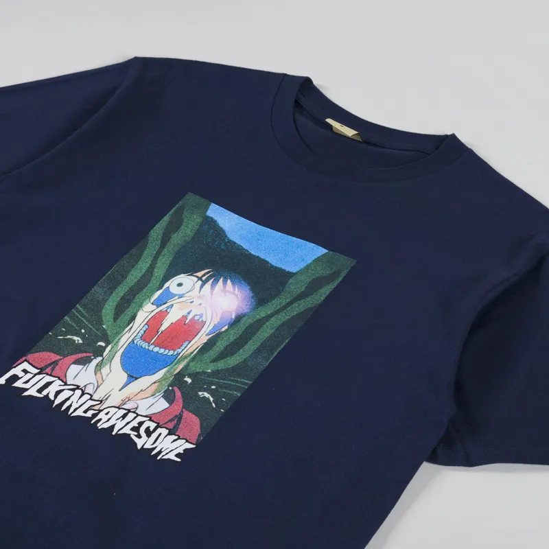 Fucking Awesome FA World Graphic Print Shinjuku T Shirt Tee Navy