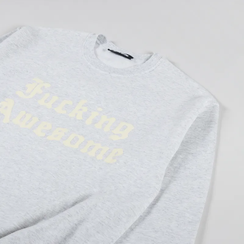 Fucking Awesome Ancient Script Crew Grey Heather-1