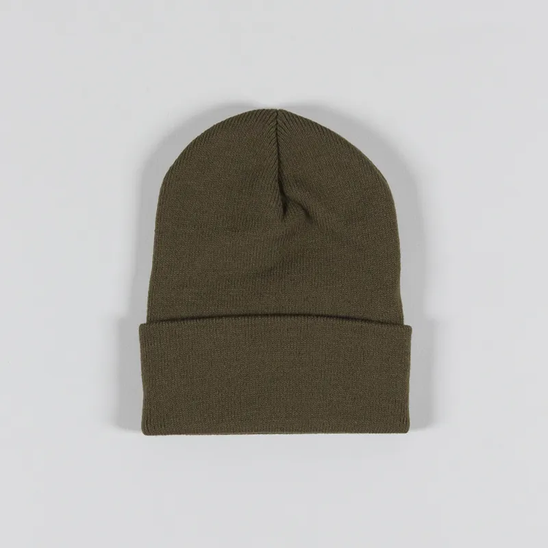 【FUCKING AWESOME】DRIP EMBROIDERED BEANIE OLIVE Fucking Awesome FA World Drip Embroidered Beanie Hat Olive Brown