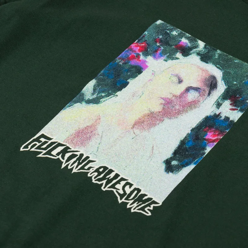 Fucking Awesome Painterly T Shirt Forest Green-2