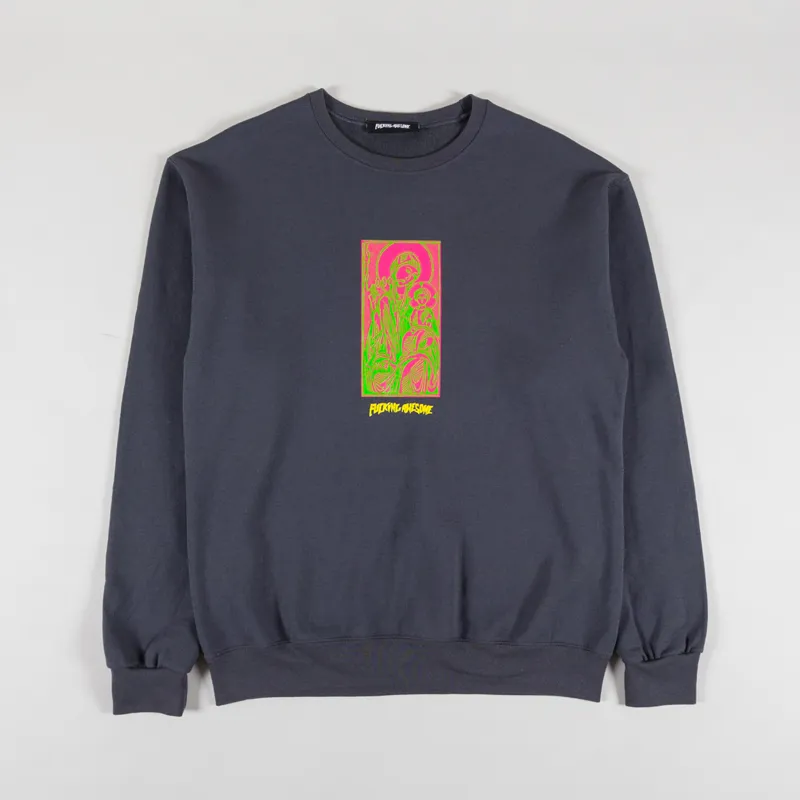 【FUCKING AWESOME】HATE THE PAIN AWAY CREWNECK CHARCOAL Fucking Awesome Hate The Pain Away Crewneck Sweatshirt