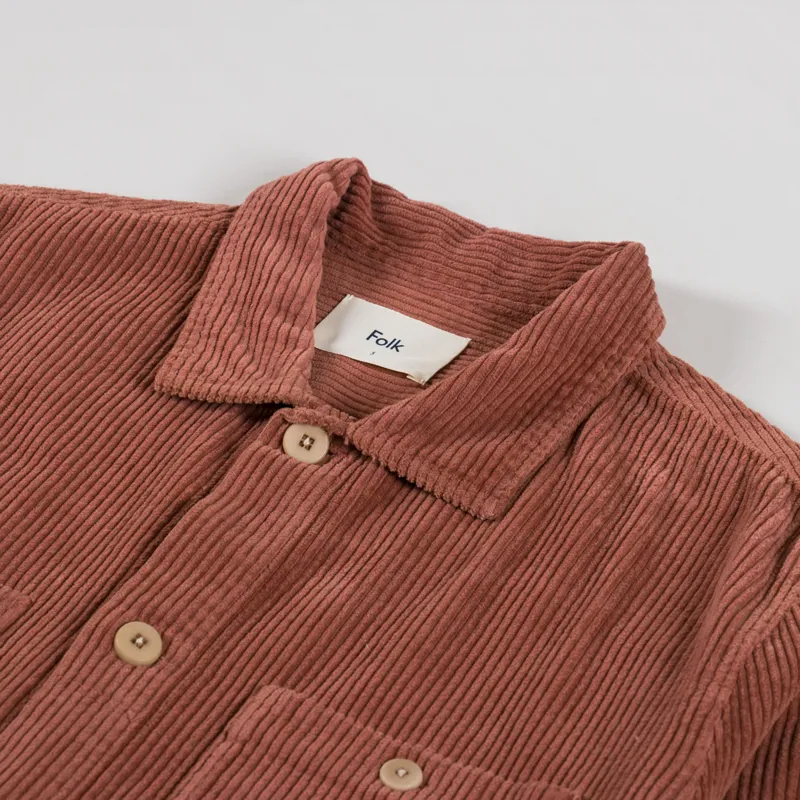 Folk Patch Overshirt Dark Rust Heavy Cord-4