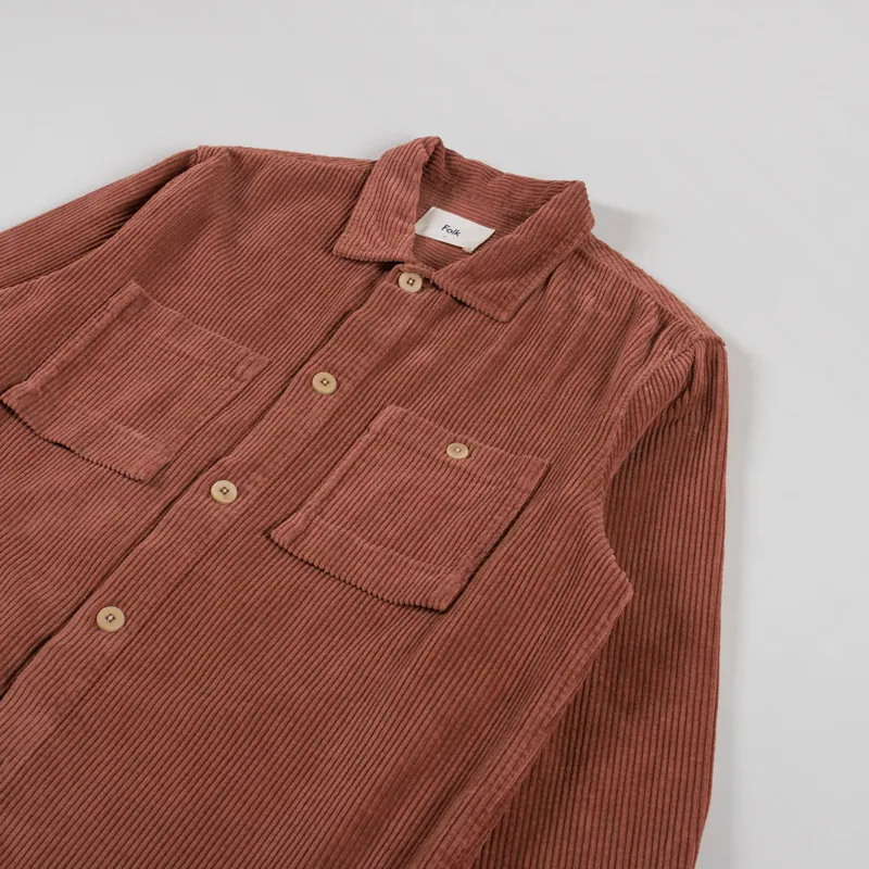 Folk Patch Overshirt Dark Rust Heavy Cord-2