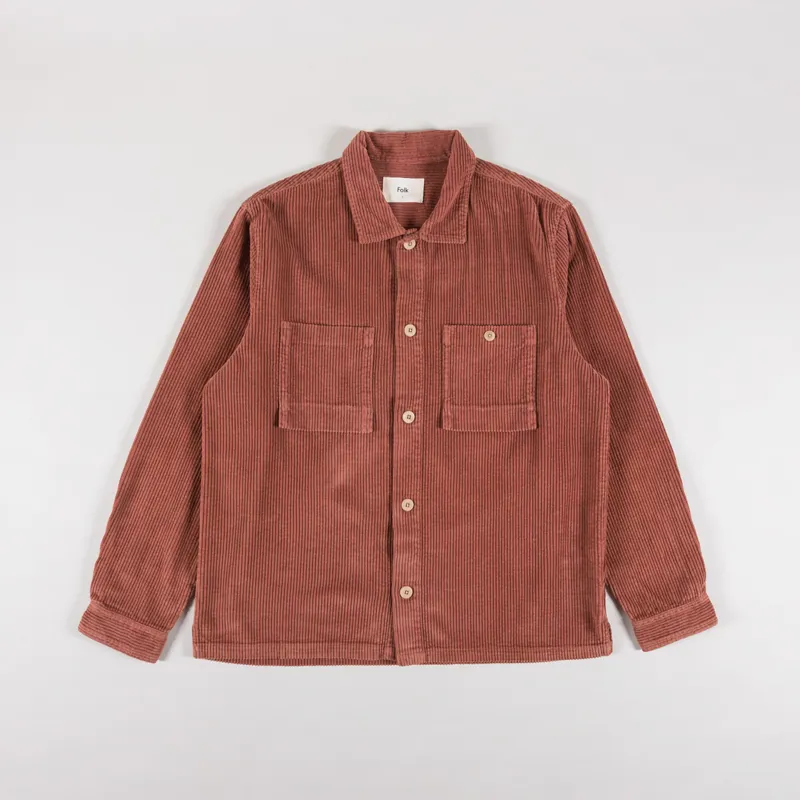Folk Patch Overshirt Dark Rust Heavy Cord