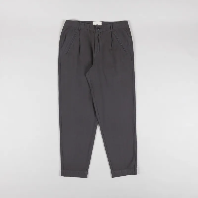 Folk Assembly Pant Soft Black Herringbone-1