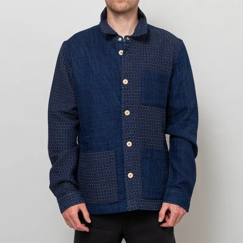Folk Assembly Jacket Indigo Waffle Patchwork