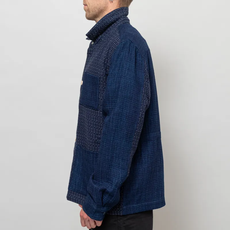 Folk Assembly Jacket Indigo Waffle Patchwork-2