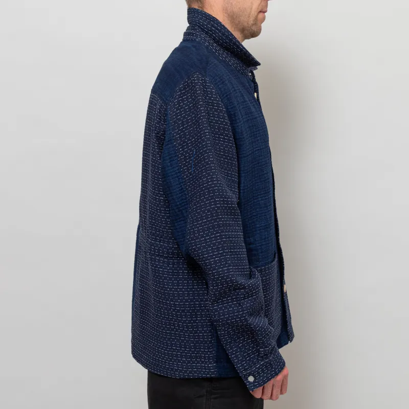 Folk Assembly Jacket Indigo Waffle Patchwork-4