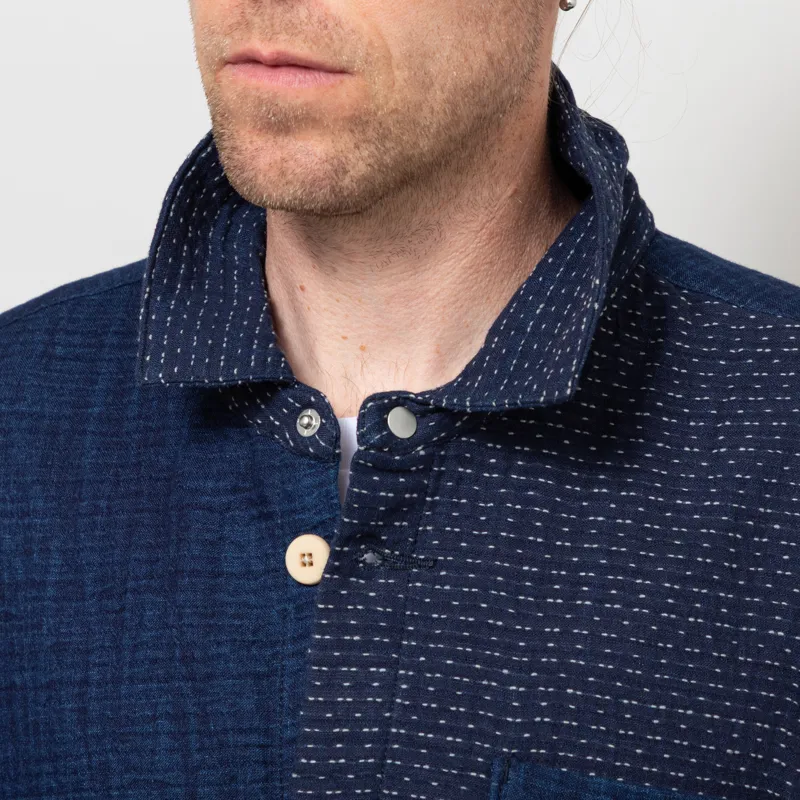 Folk Assembly Jacket Indigo Waffle Patchwork-5