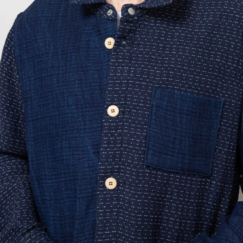 Folk Assembly Jacket Indigo Waffle Patchwork-6