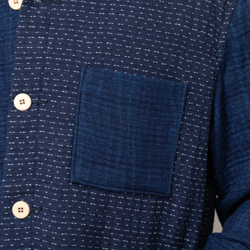 Folk Assembly Jacket Indigo Waffle Patchwork-9