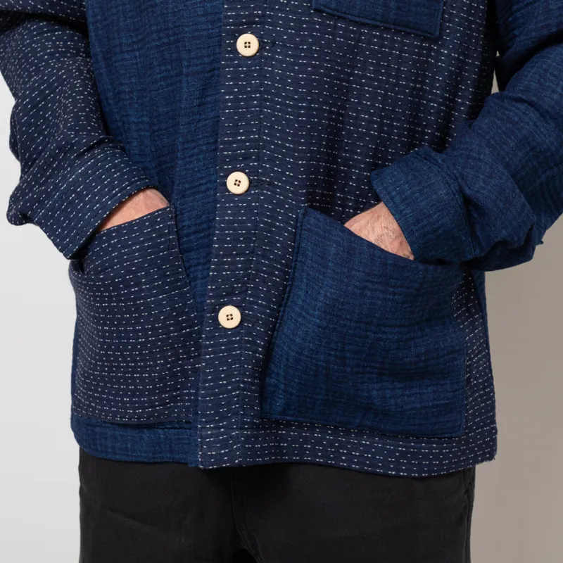 Folk Assembly Jacket Indigo Waffle Patchwork-7