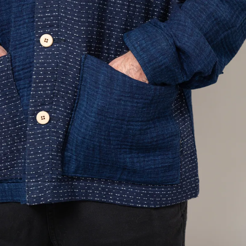 Folk Assembly Jacket Indigo Waffle Patchwork-8