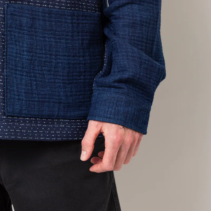 Folk Assembly Jacket Indigo Waffle Patchwork-11